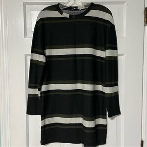 Zara trafaluc Black and Green Striped long sleeve knit dress